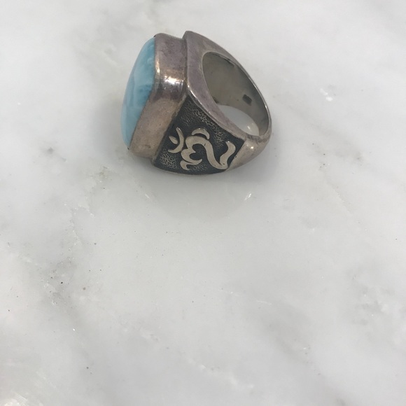 Larimar Silver Ring with Bali Om - Picture 3 of 4